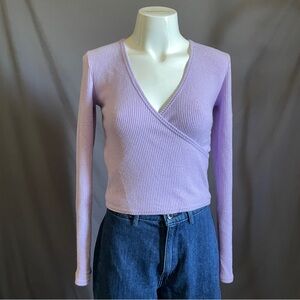 Aerie Lavender Wrap Knit Top